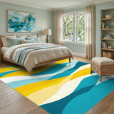 Blue and Teal Blue Teal Wave Area Rug