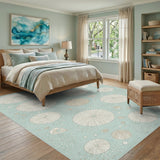 Teal Coastal Sand Dollar Area Rug