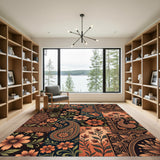 Orange Floral Paisley Collage Rug