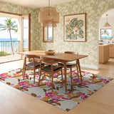 ODIKA Washable Bohemian Floral Area Rug - Low Pile Non-Slip Pink & Orange Rug