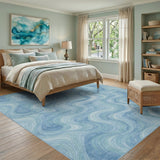 Wave Blue Teal Wave Abstract Area Rug