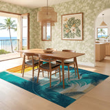 ODIKA Washable Retro Tropical Beach Sunset Rug - Low Pile Non-Slip Area Rug