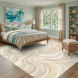 Beige Neutral Abstract Swirl Area Rug