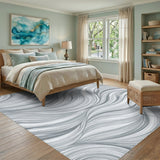 Abstract Area Grey Swirling Waves Abstract Area Rug