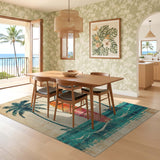 ODIKA Vintage Tropical Surfboard Washable Area Rug - Low Pile Non-Slip Coastal Beach Decor