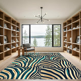 Bold Indigo Teal Zebra Stripe Rug