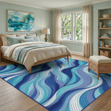 Wavy Blue Teal Abstract No. 2 Area Rug