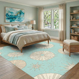 Blue Teal Sea Urchin Coastal Area Rug