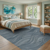 Blue Teal Coastal Wave Area Rug