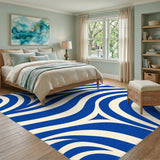Blue Swirl Abstract Blue and Teal Area Rug