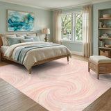 Pink Swirl Pastel Washable Area Rug