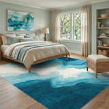 Blue and Teal Abstract Area Blue Teal Wave Abstract Area Rug
