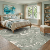 Green Marble Swirl Green Area Rug