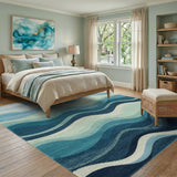 Blue Wave Coastal Blue and Teal Area Rug