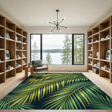 Lush Green Palm Frond Tropical Rug
