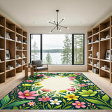 Whimsical Meadow Floral Garland Rug