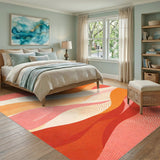 Flowing Waves Red Abstract Area Rug