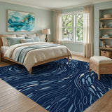 Blue Fish Swirl Coastal Area Rug