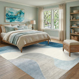 Abstract Area Fluid Blue Waves Abstract Area Rug