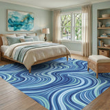 Blue Wave Swirl Area Rug