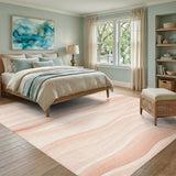 Blush Pink Wavy Abstract Pink Area Rug