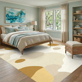 Beige Abstract Washable Area Rug