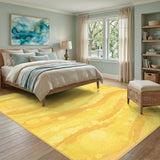 Yellow Flowing Waves Dot Area Rug