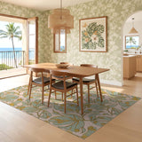 ODIKA Vintage Botanical Washable Area Rug - Sage Green & Blush Pink Low Pile Non-Slip Floral Rug