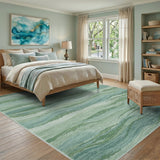 Wavy Teal Coastal Area Rug