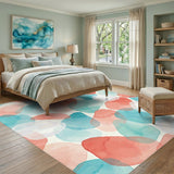 Coral Teal Abstract Area Rug