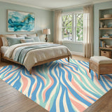 Wavy Blue Teal Wavy Abstract Area Rug
