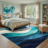 Abstract Area Wave Blue Teal Abstract Wave Area Rug