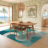 ODIKA Modern Abstract Teal & Pink Washable Area Rug, Low Pile Non-Slip Rug