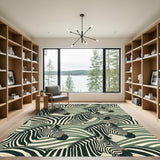 Zebra Stripes Abstract Green Waves Rug