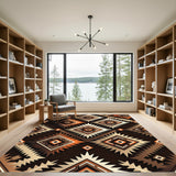 Rustic Orange Diamond Geometric Rug