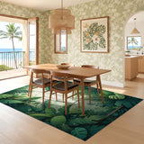 ODIKA Tropical Botanical Jungle Washable Area Rug - Low Pile & Non-Slip