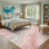 Pink Soft Pink Abstract Wave Area Rug