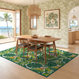ODIKA Tropical Green Leaf Washable Rug - Low Pile, Non-Slip, Pet & Kid Friendly Botanical Area Rug