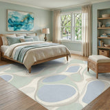 Organic Blue Teal Abstract Area Rug
