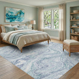 Blue and Teal Blue Teal Marble Swirl Area Rug