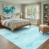 Coastal Beach Wave Blue Wave Coastal Area Rug