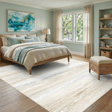 Beige Coastal Wave Washable Area Rug