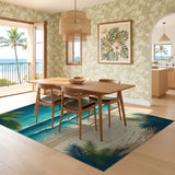 ODIKA Tropical Beach Washable Rug - Coastal Ocean Scene Low Pile Non-Slip Area Carpet