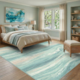 Blue Teal Coastal Waves Area Rug