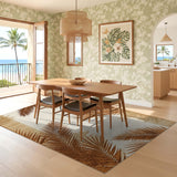 ODIKA Washable Tropical Palm Leaf Area Rug, Non-Slip Low Pile Terracotta Rug