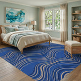 Blue Flowing Waves Area Rug