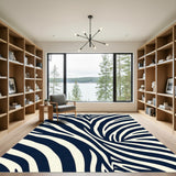 Bold Navy Cream Zebra Stripes Rug