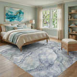 Blue Teal Marble Vein Area Rug