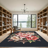 Pink Peony Floral Damask Arrangement Rug