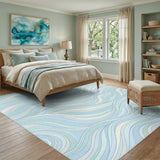 Blue Wave Washable Area Rug
